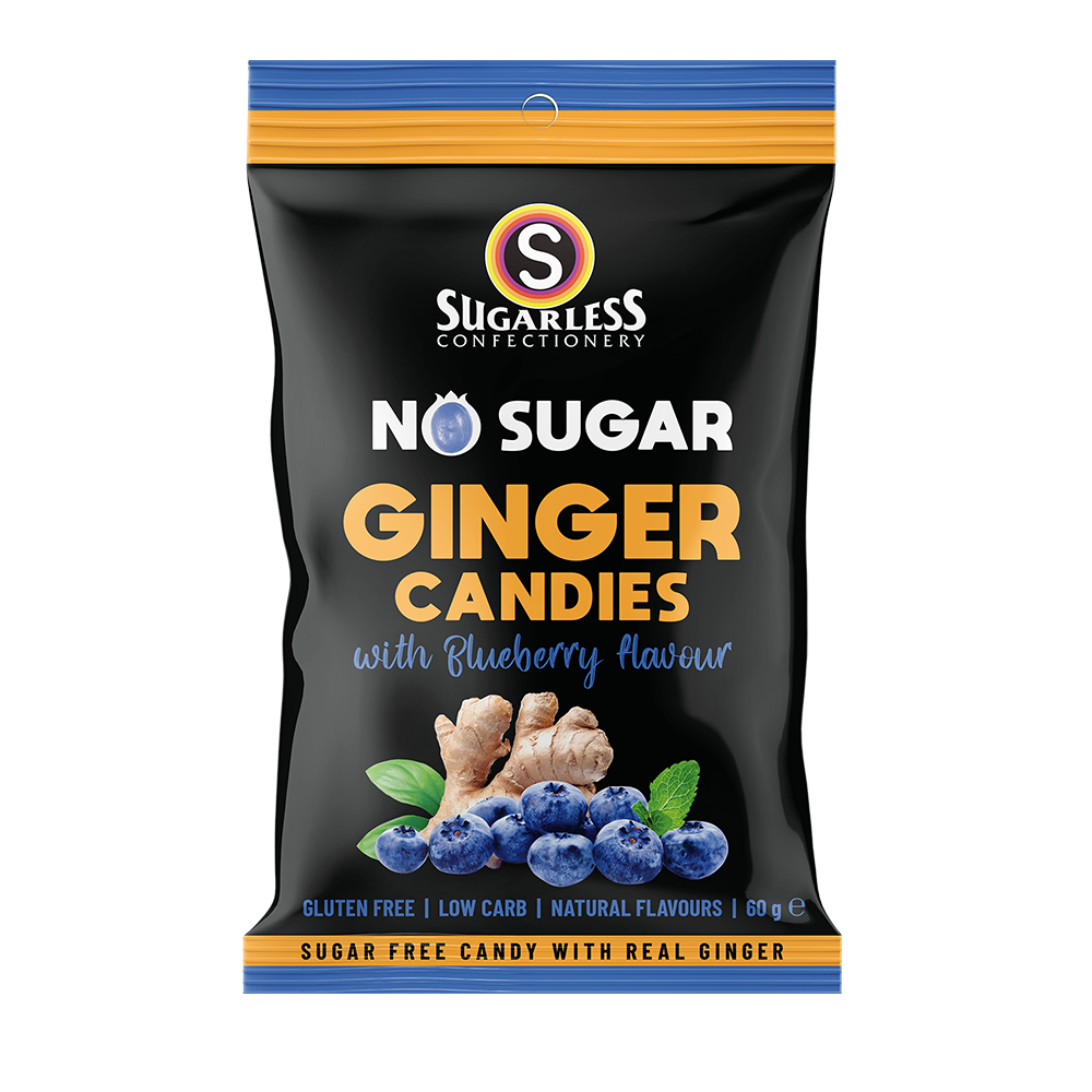 Blueberry flavour Ginger Candies - 60g enlarged