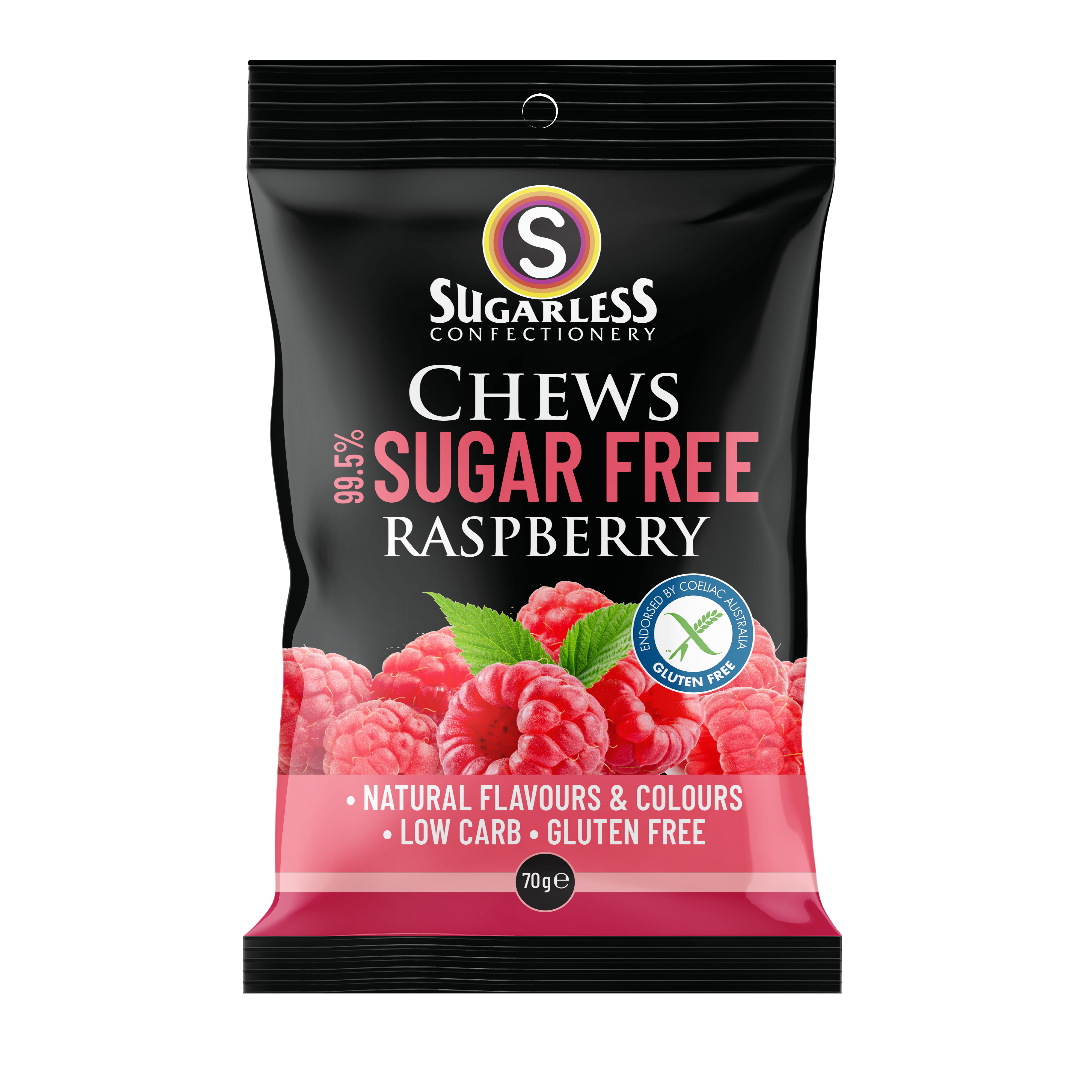 Raspberry Chews - 70g enlarged