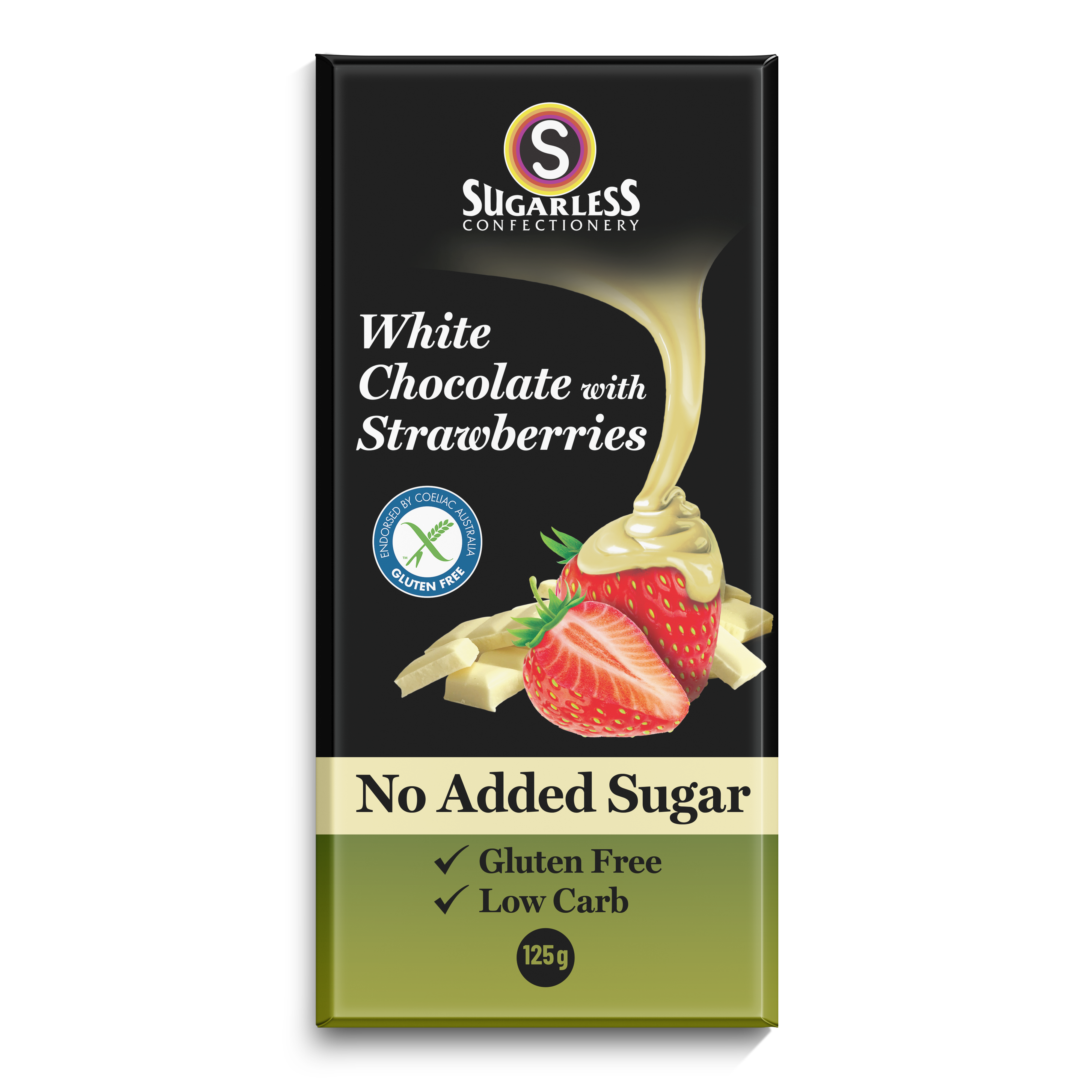 White Chocolate with Strawberries - 125g enlarged