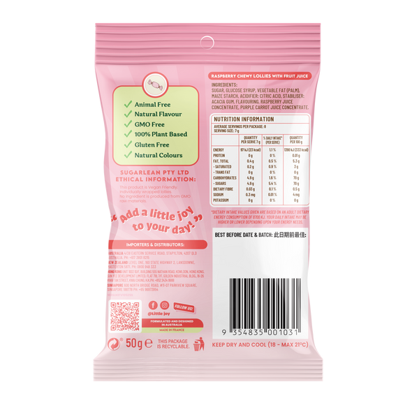 Little Joy - Vegan Raspberry Chews 50g